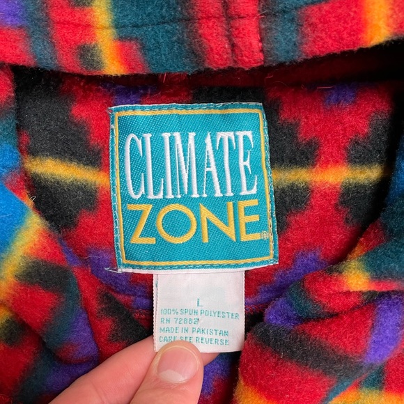 Vintage Climate Zone Colorful pattern Hooded Fleece jacket - Picture 5 of 6